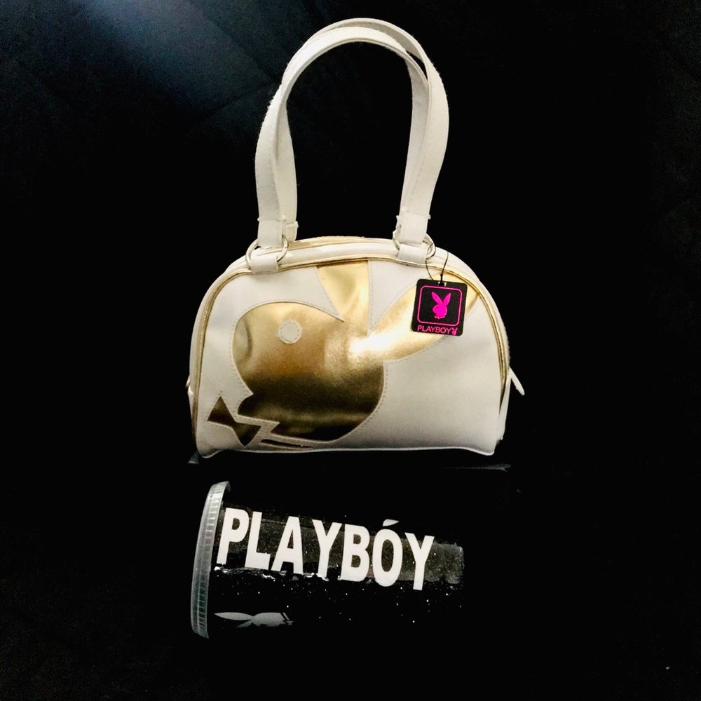 PLAYBOY BUNNY WHITE AND GOLD LOGO EDITION PURSE BN